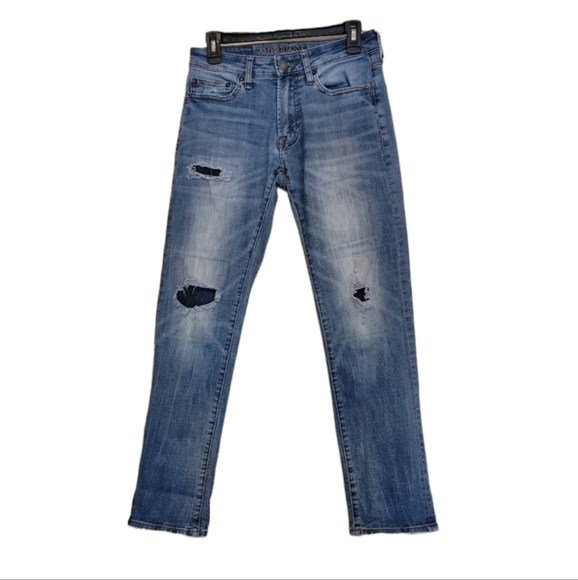 American Eagle extreme flex slim straight Distressed denim Jeans Size 28 X 30 - Picture 1 of 9